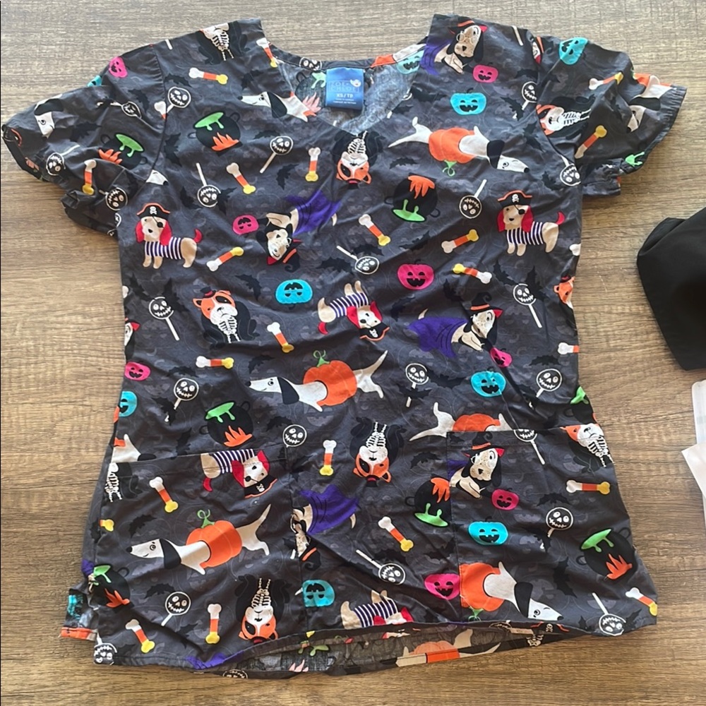 Halloween Dogs Scrub Top